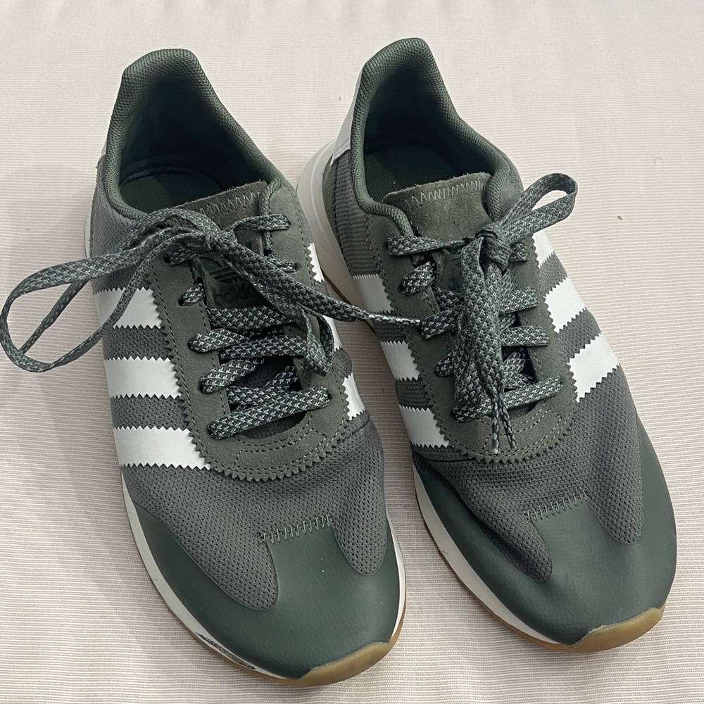 Adidas Women's Green and White Sneakers